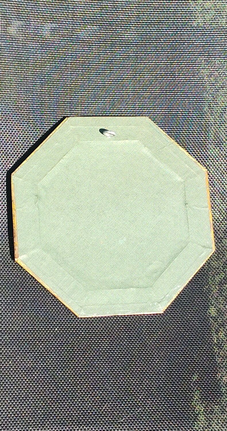 Octagonal Tuscan Wall Mirror. Art Deco. Iridescent wood/brass frame.