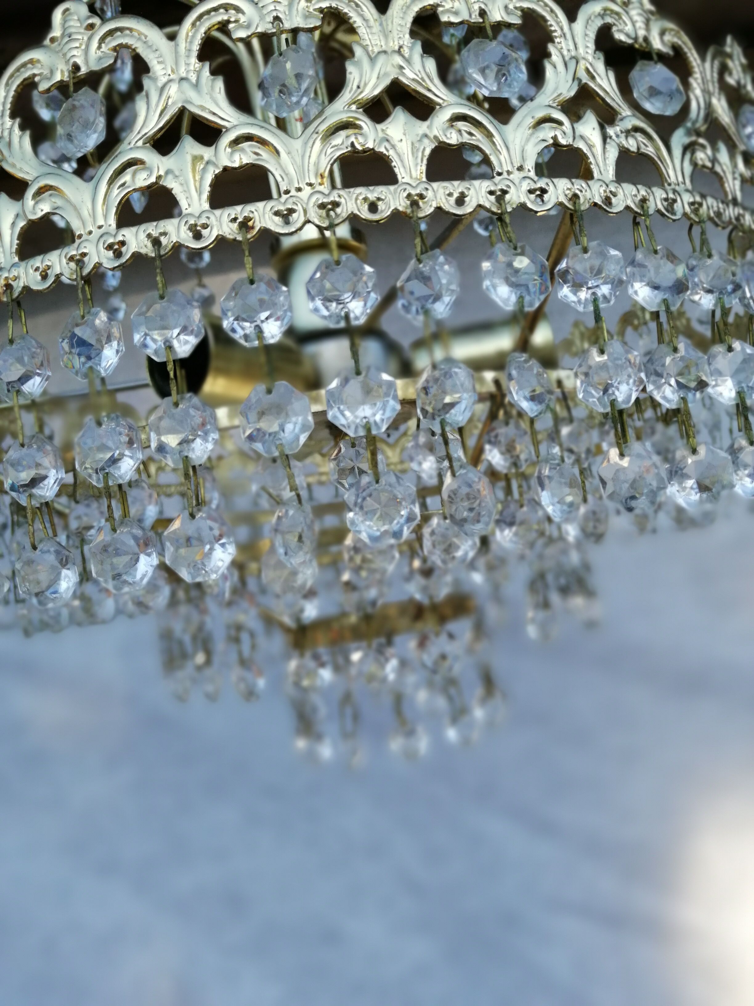 Lustre  ancien à pampille en verre