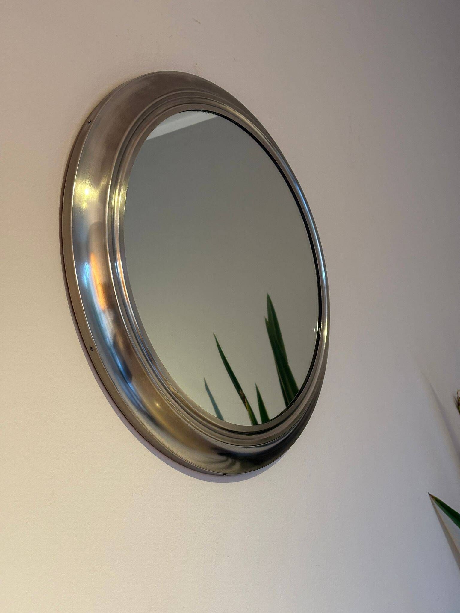 Round metal mirror, Italy 1970s