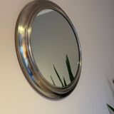 Miroir rond en métal , Italie années 1970