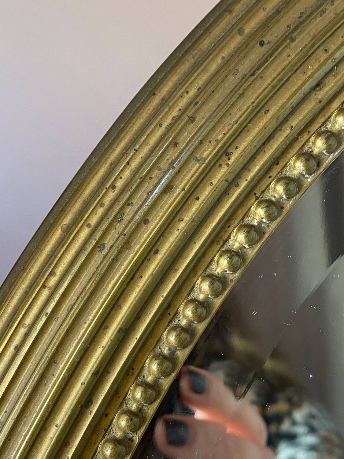 Miroir ovale ancien en bois