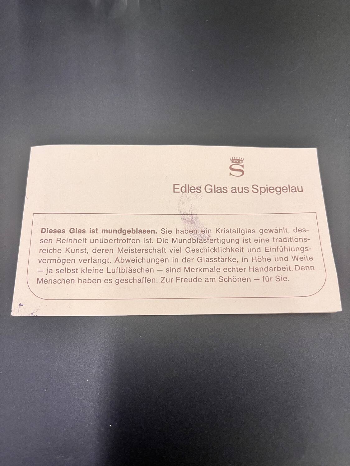 Set of 6 Spiegelau crystal glasses