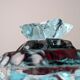 Brutalist cut glass candy box with lid and coloured inserts, 1970s