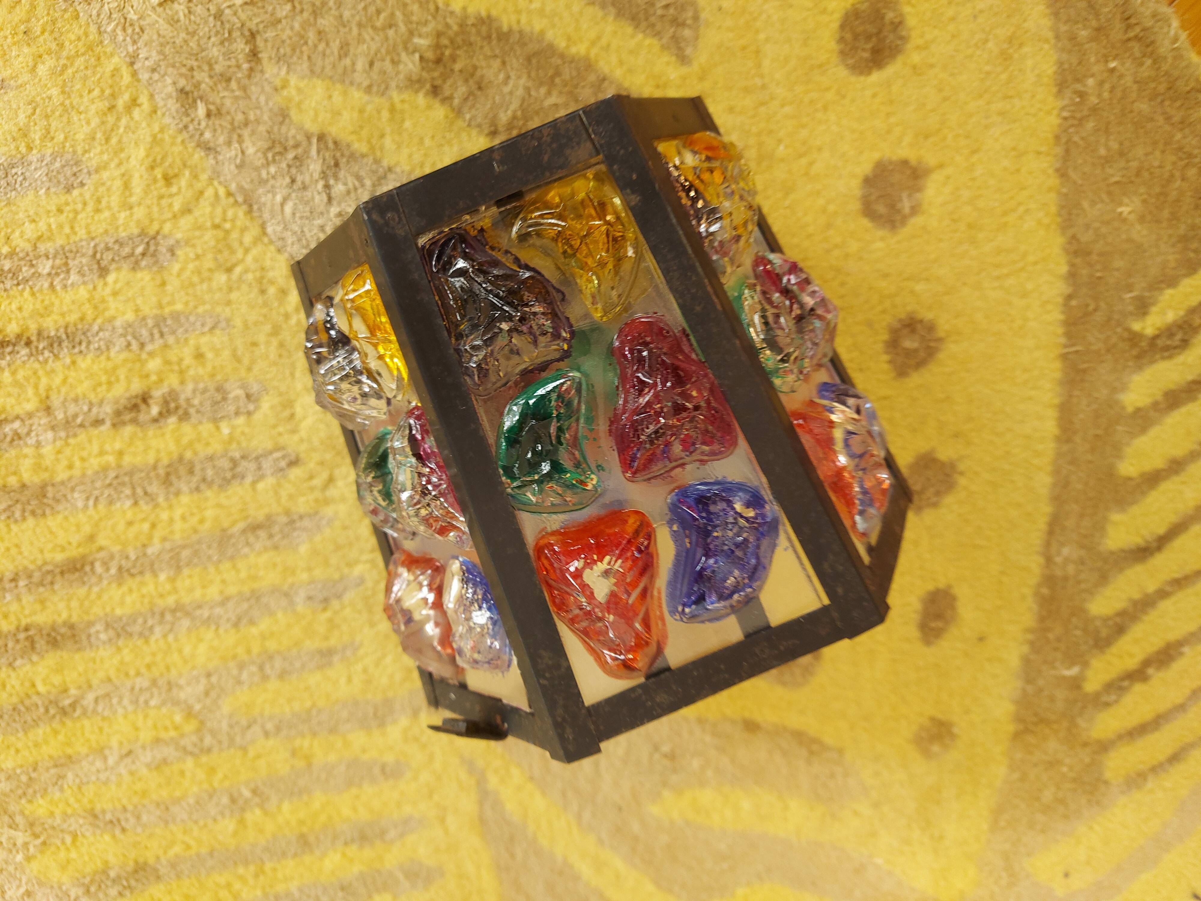 Pendant light, stained glass vestibule lantern