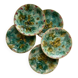 5 plates in vine leaf slip, late 19th century