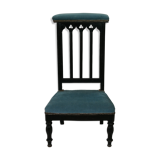 Chair prie-dieu style Napoleon III blackened wood openwork velvet blue