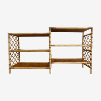 Vintage rattan asymmetrical console