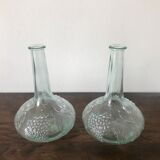 Glass decanters with grape decoration