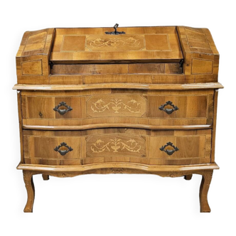 Scrétaire commode galbé marqueté