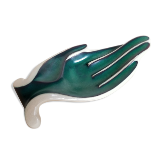 Art-deco hand-shaped ceramic trinket bowl