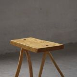 Wabi-Sabi stool in handmade birch, modern Scandinavian style, 1960s.
