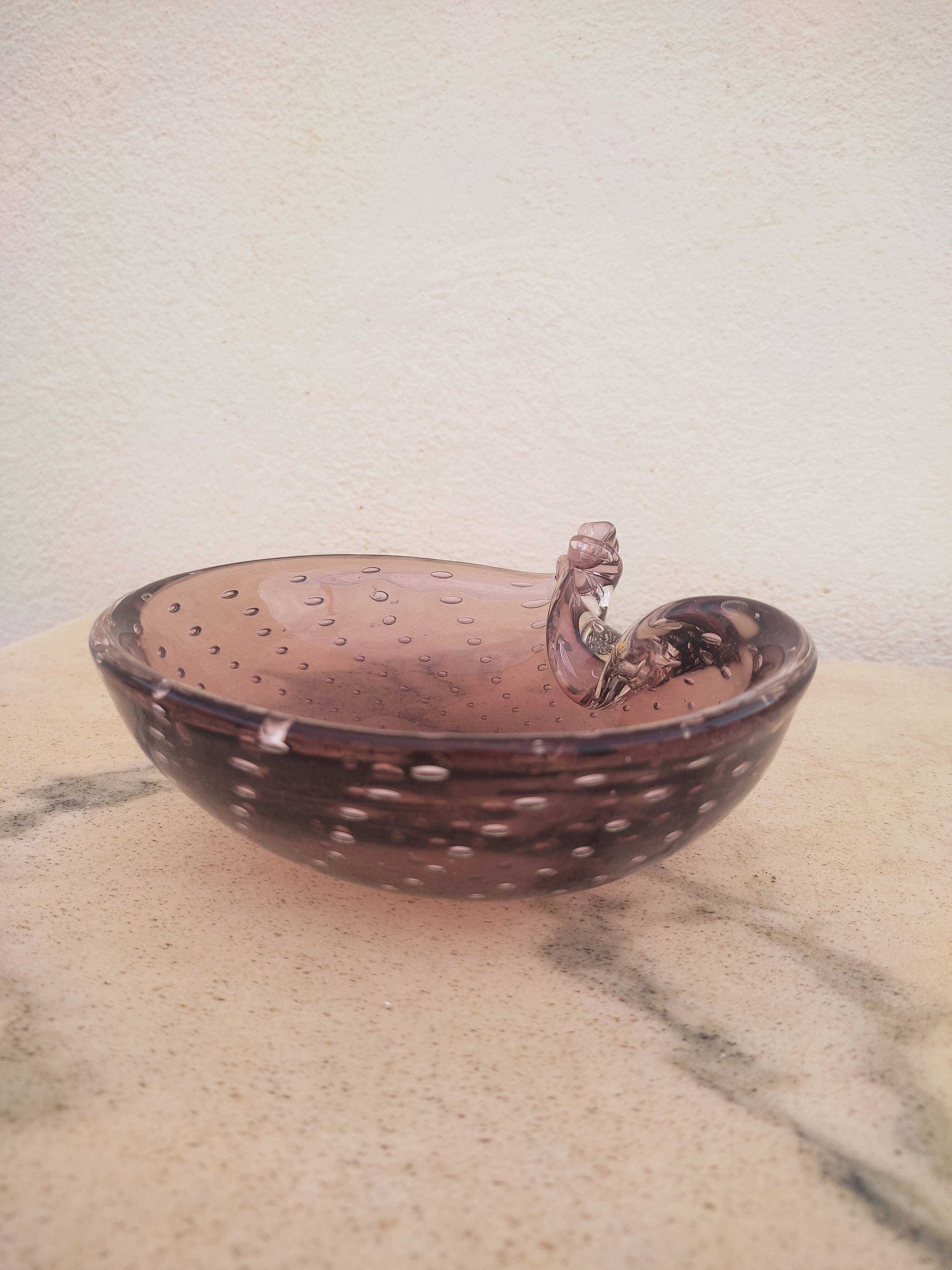 Vacuum amethyst glass pocket by Murano