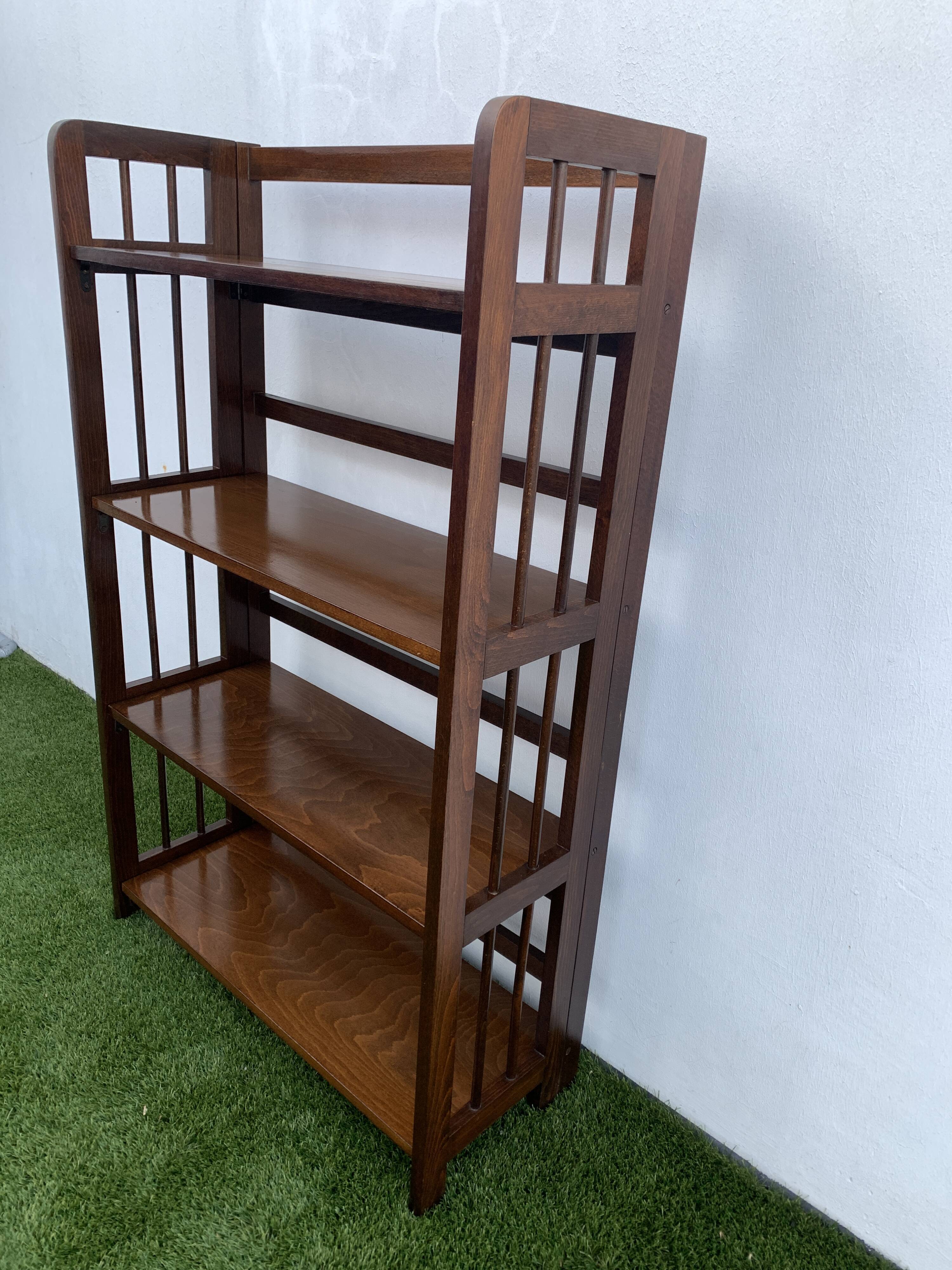 Bibliothèque pliante en bois, 4 étagères, 1950