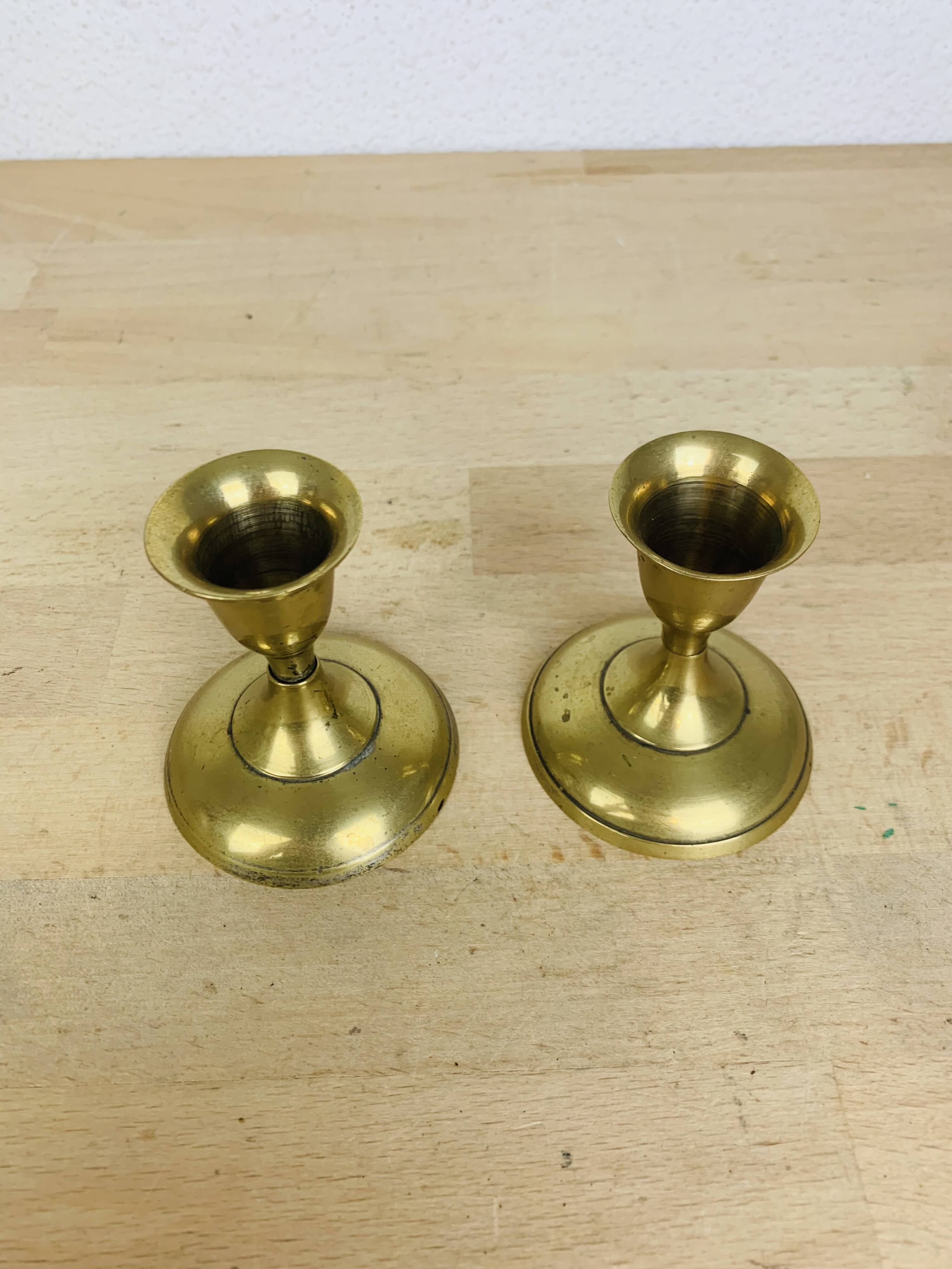 Pair of vintage gilded brass candlesticks