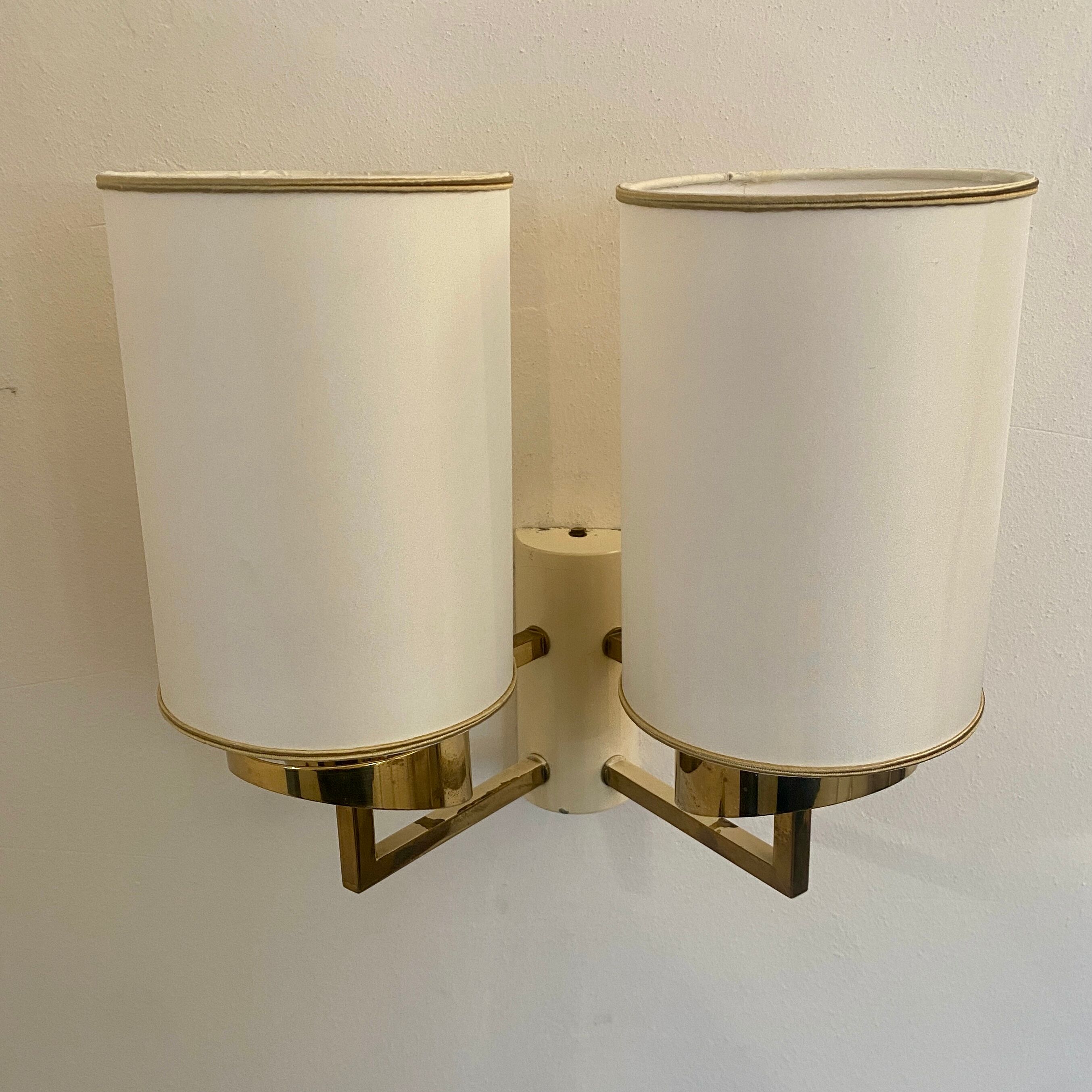 Double lighting wall lamp in brass year 1960