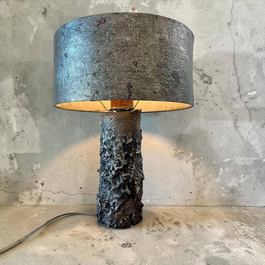 Vintage brutalist metal table lamp / floor lamp
