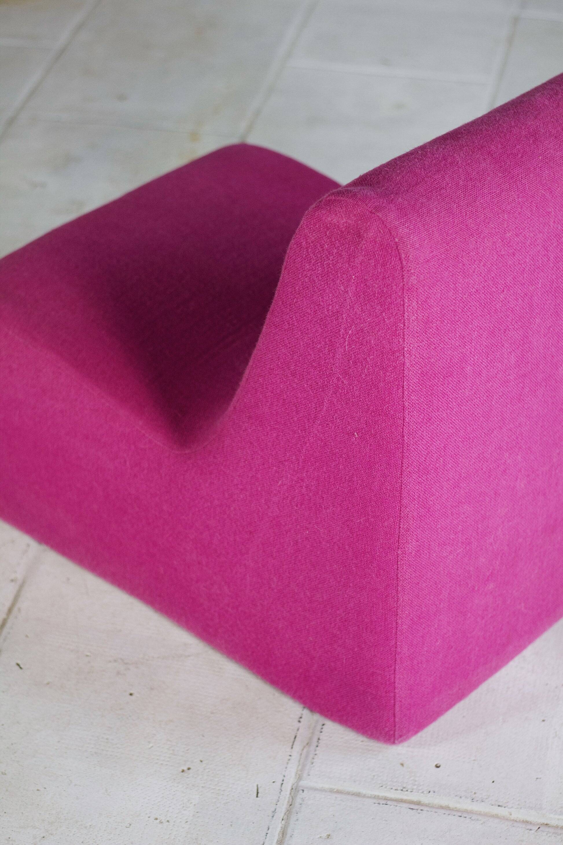 Pink wool armchair, 1970