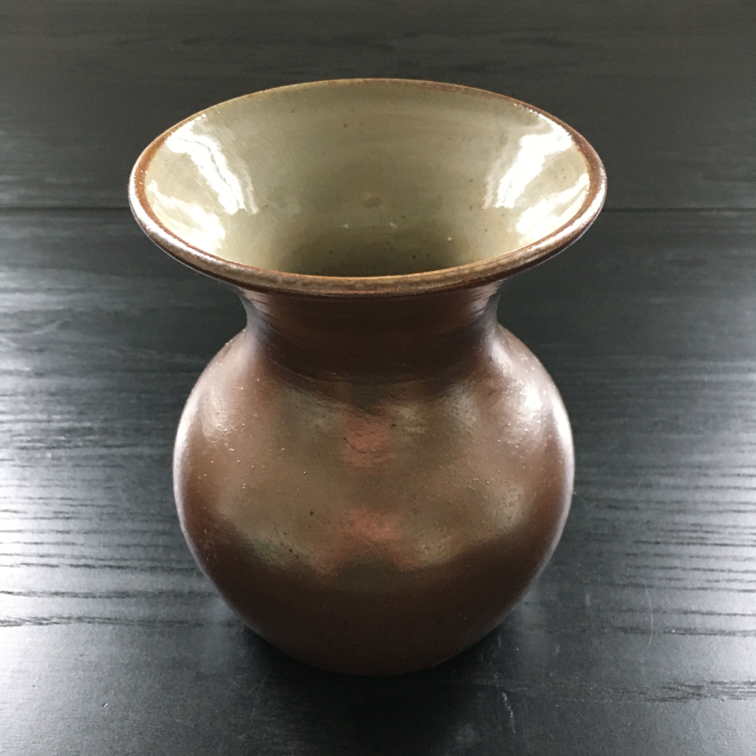 Signed vase in polished stoneware