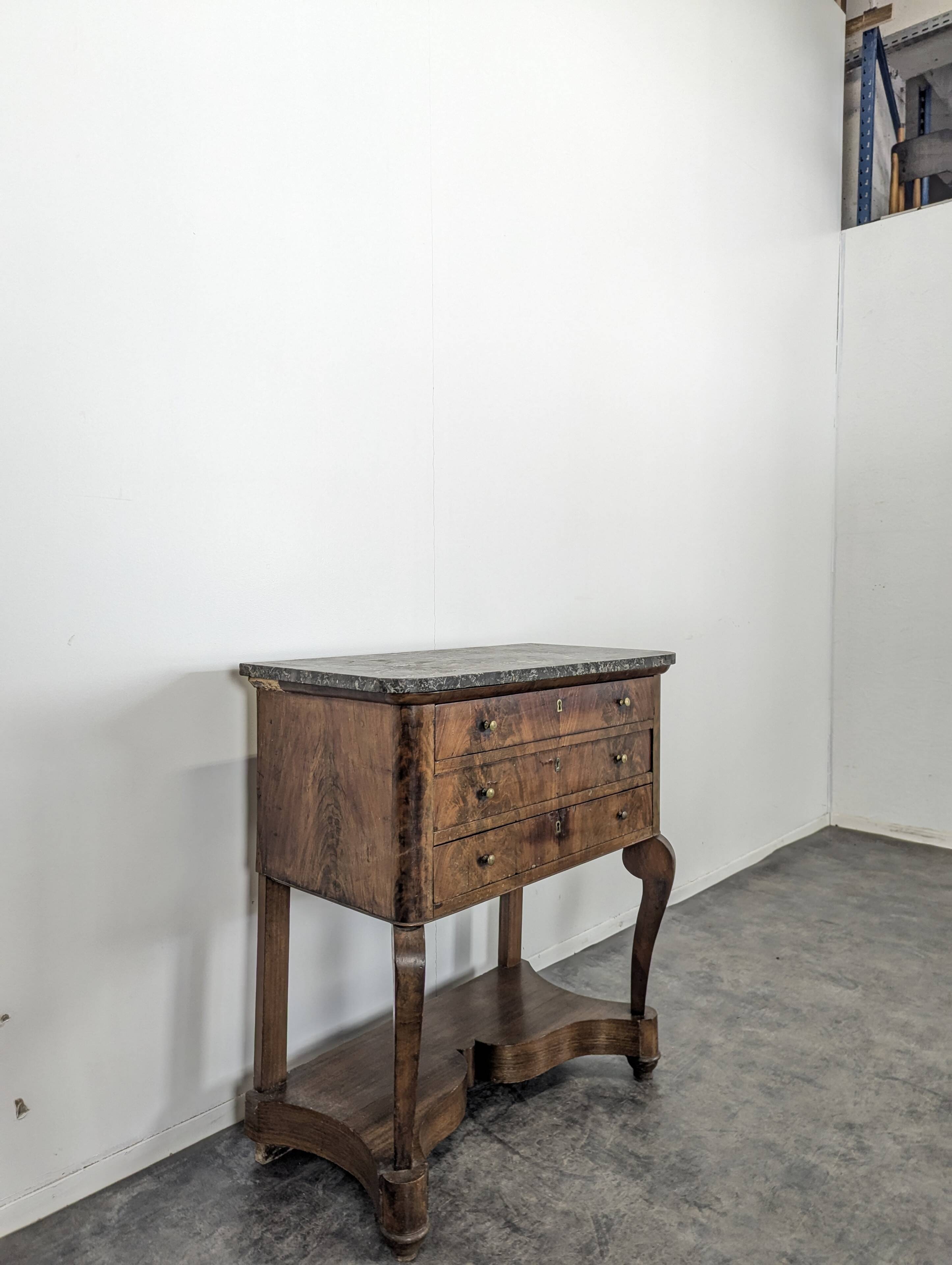 Louis Philippe period silver cabinet in flamed mahogany veneer