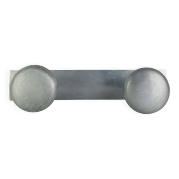 Wall-mounted aluminium coat hook, double hook, 1960s