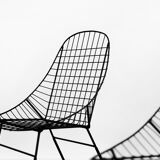 Original Vintage Scandinavian Mid-Century Modern Minimalist Black Wire Prototype Chair, 1960s, Set o