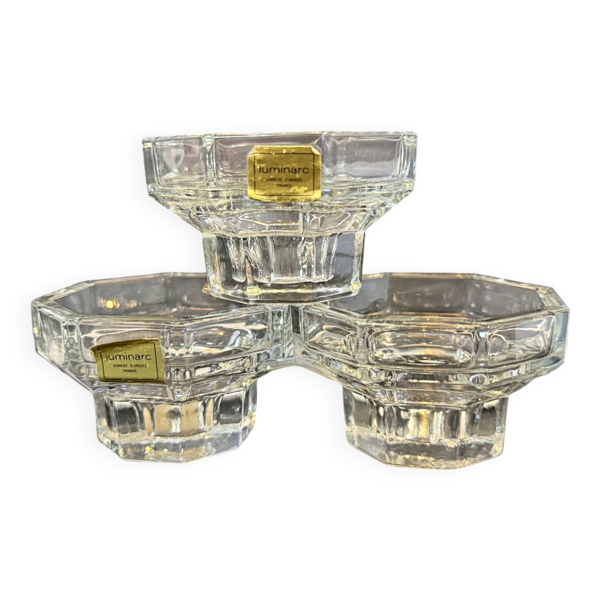 Set of 3 glass candle holders Luminarc – Vintage France