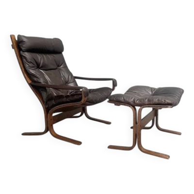 Fauteuil Siesta avec repose-pieds par Ingmar Relling, années 1960.