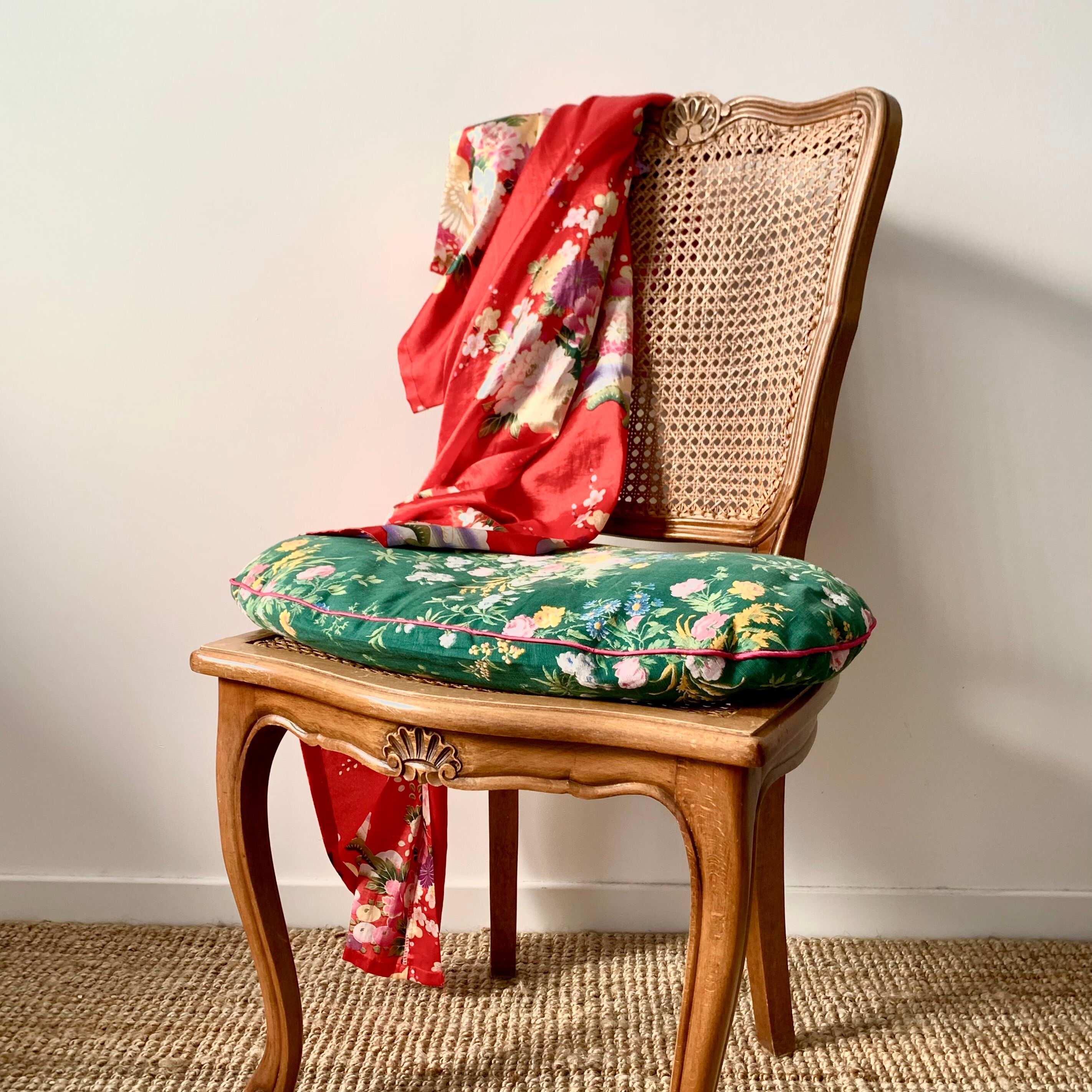 Pair of Louis XV style beech tanned chairs with shell pattern