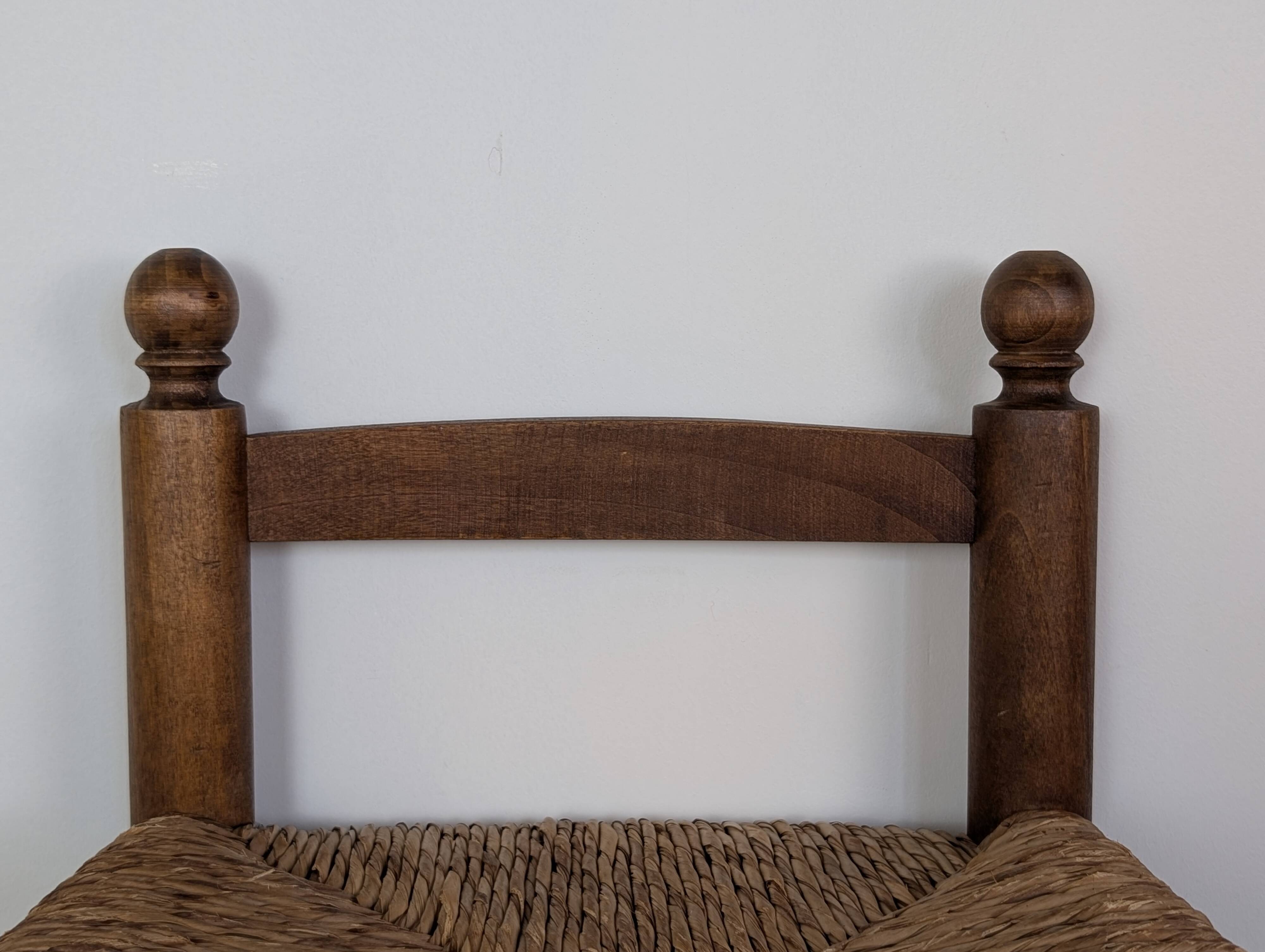 High wooden and straw stools