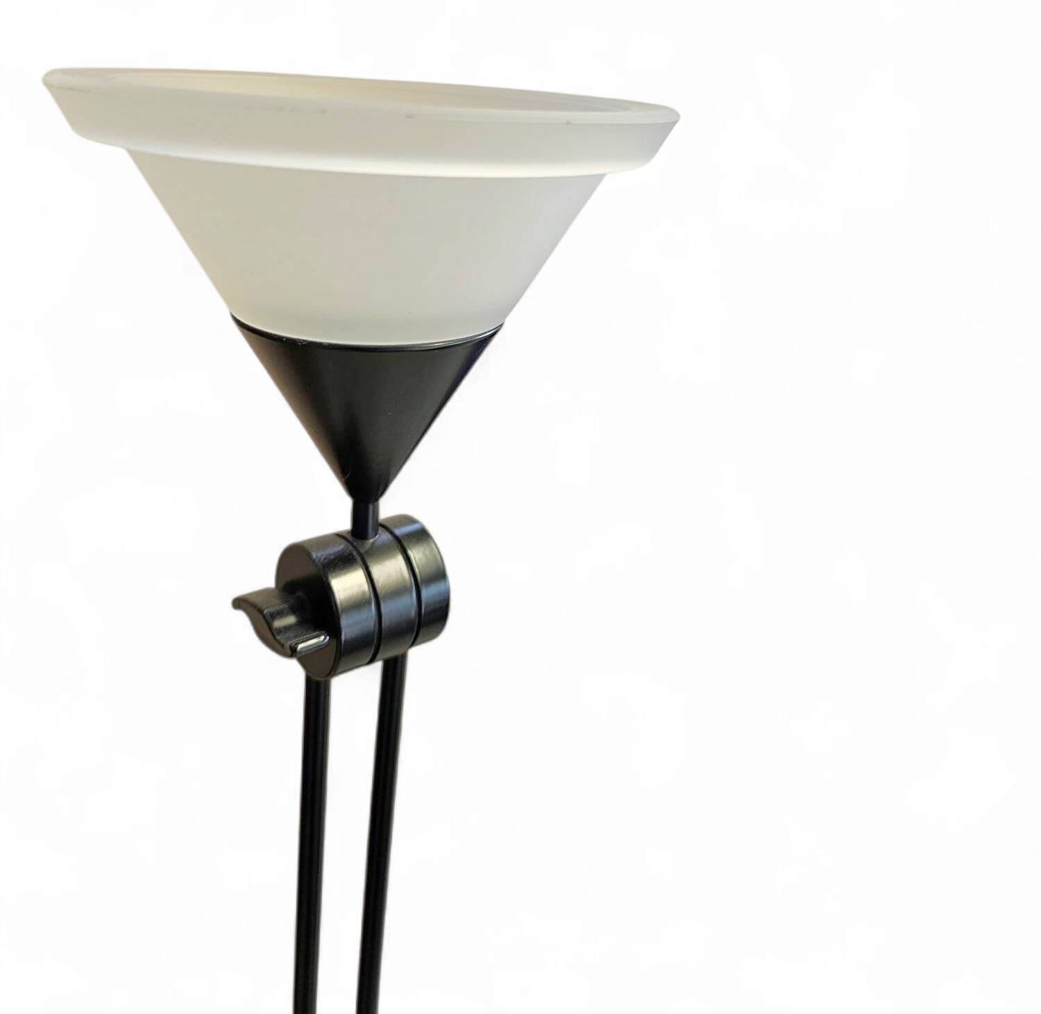 Adjustable / Conical Glass and Black Metal Floor Lamp by Tronconi, 1970s