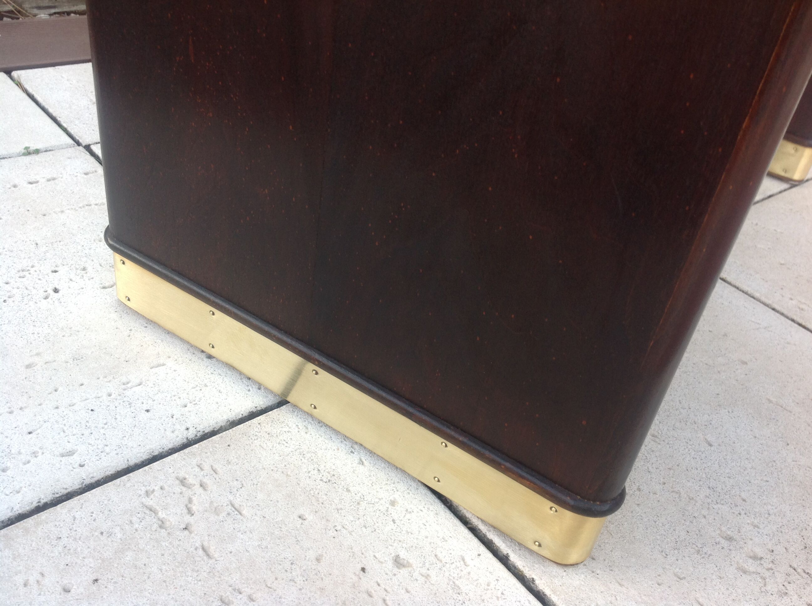 Coffee table with black glass top / 40s-50s