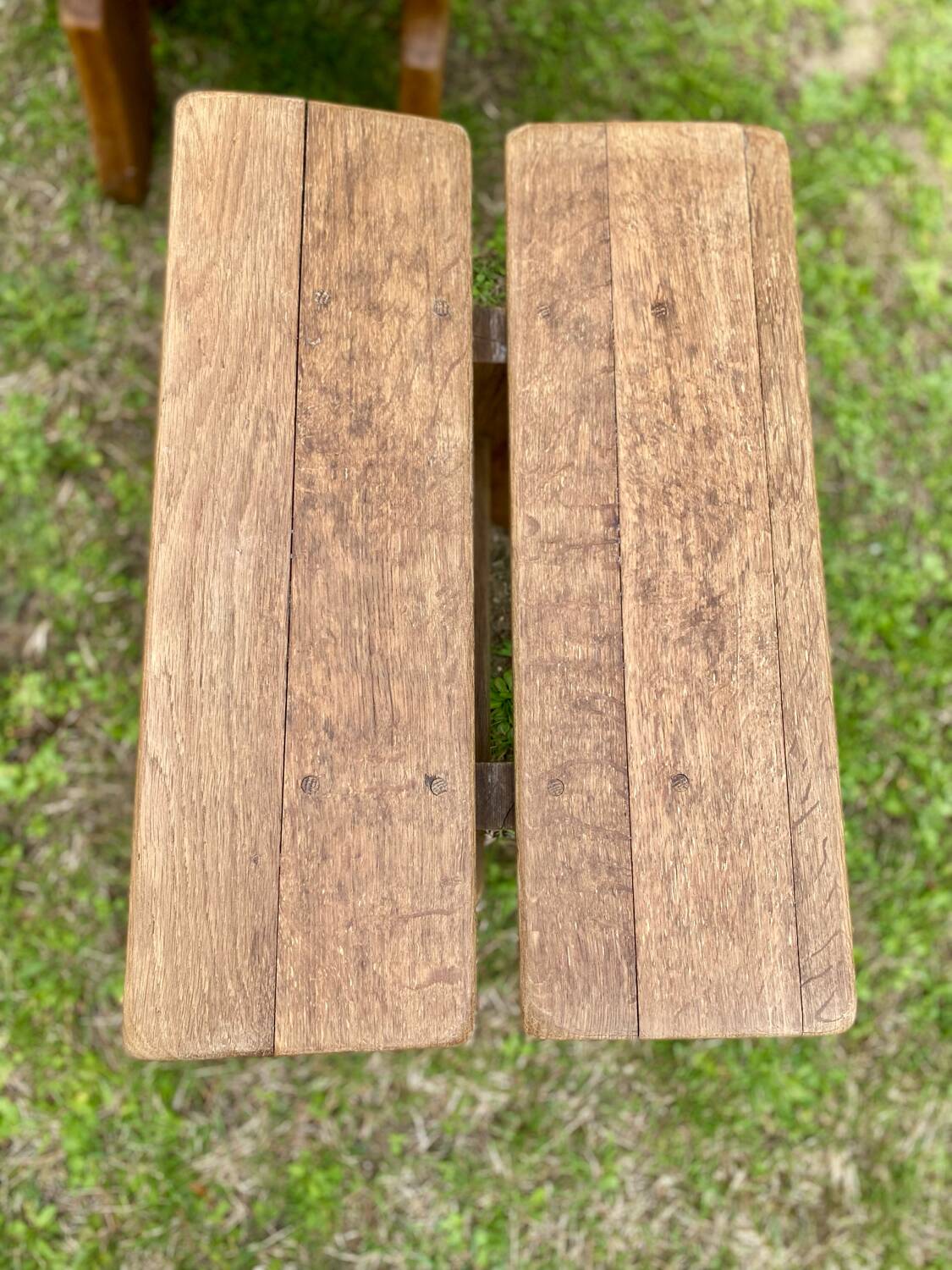 Pair of handcrafted solid elm benches