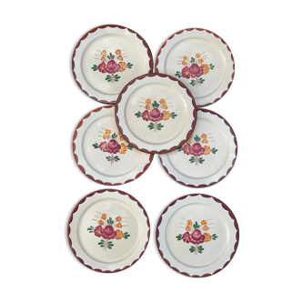 7 Old dessert Asiettes in faIence, Longchamp Agen service