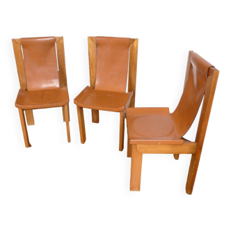 Chaises en orme edititon roche bobois vintage 1980