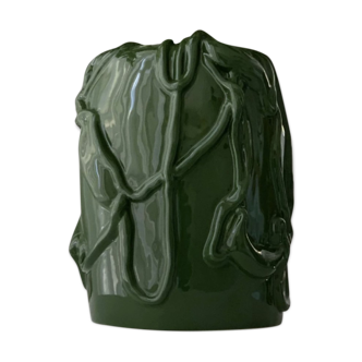 Green ceramic vase