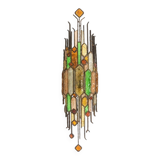 Applique en fer forgé et en verre coloré. Années 1960.