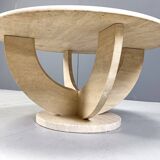 Vintage round ravertine coffee table, 1970s