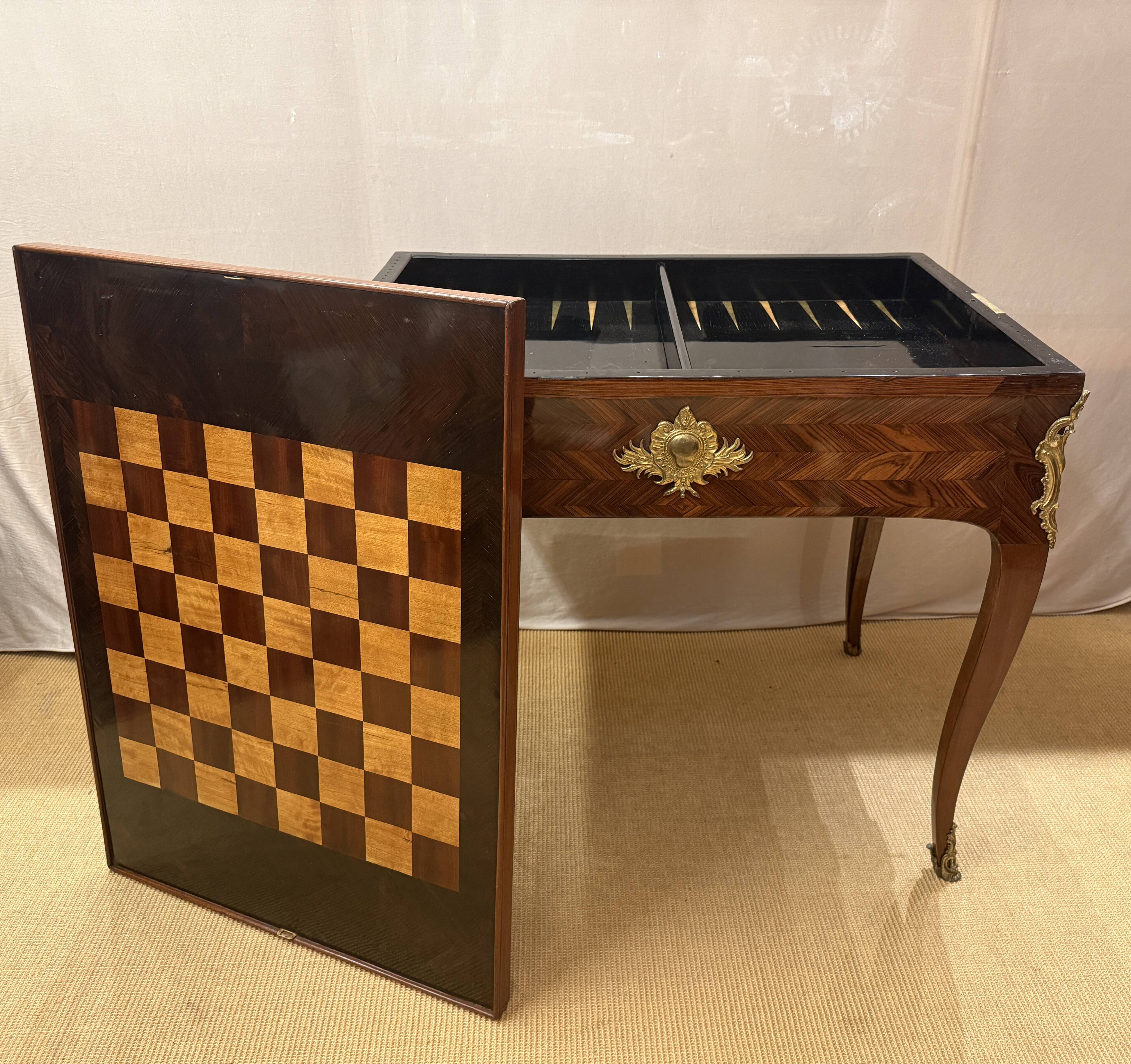 Rococo Games Table with Leather, Chess & Backgammon, 18th Century