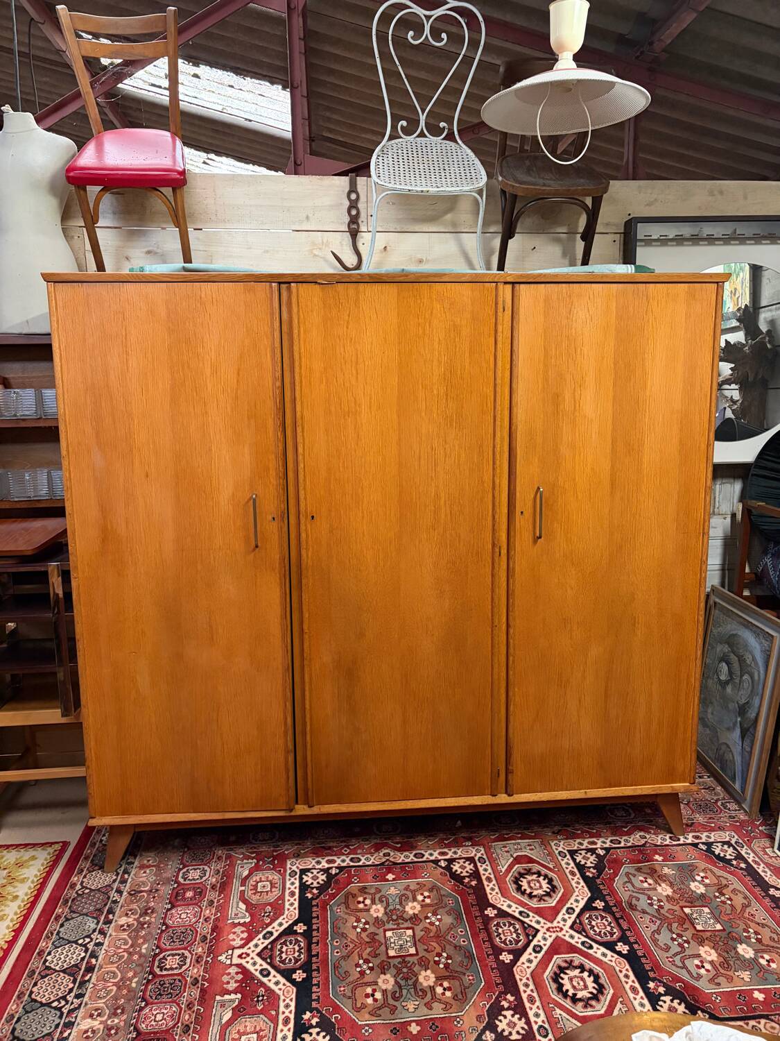 Armoire penderie dressing pied compas vintage design 60/70