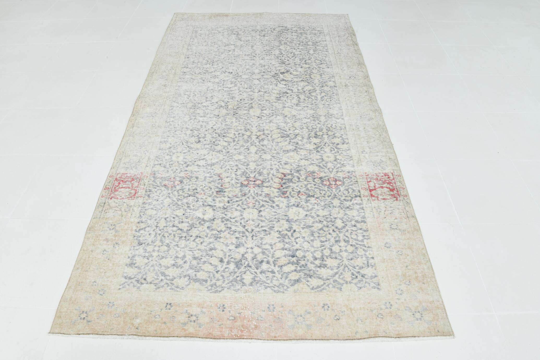 5x8 Navy Blue Beige Vintage Persian Rug, 144x259Cm SK 21485