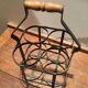 Metal bottle basket and wooden handle