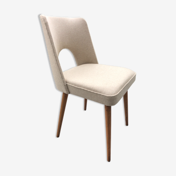 Beige Wool Shell Dining Chair by Lesniewski for Słupskie Fabryki Mebli, 1962