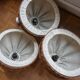 3 70s pendant lights - fabric and rattan