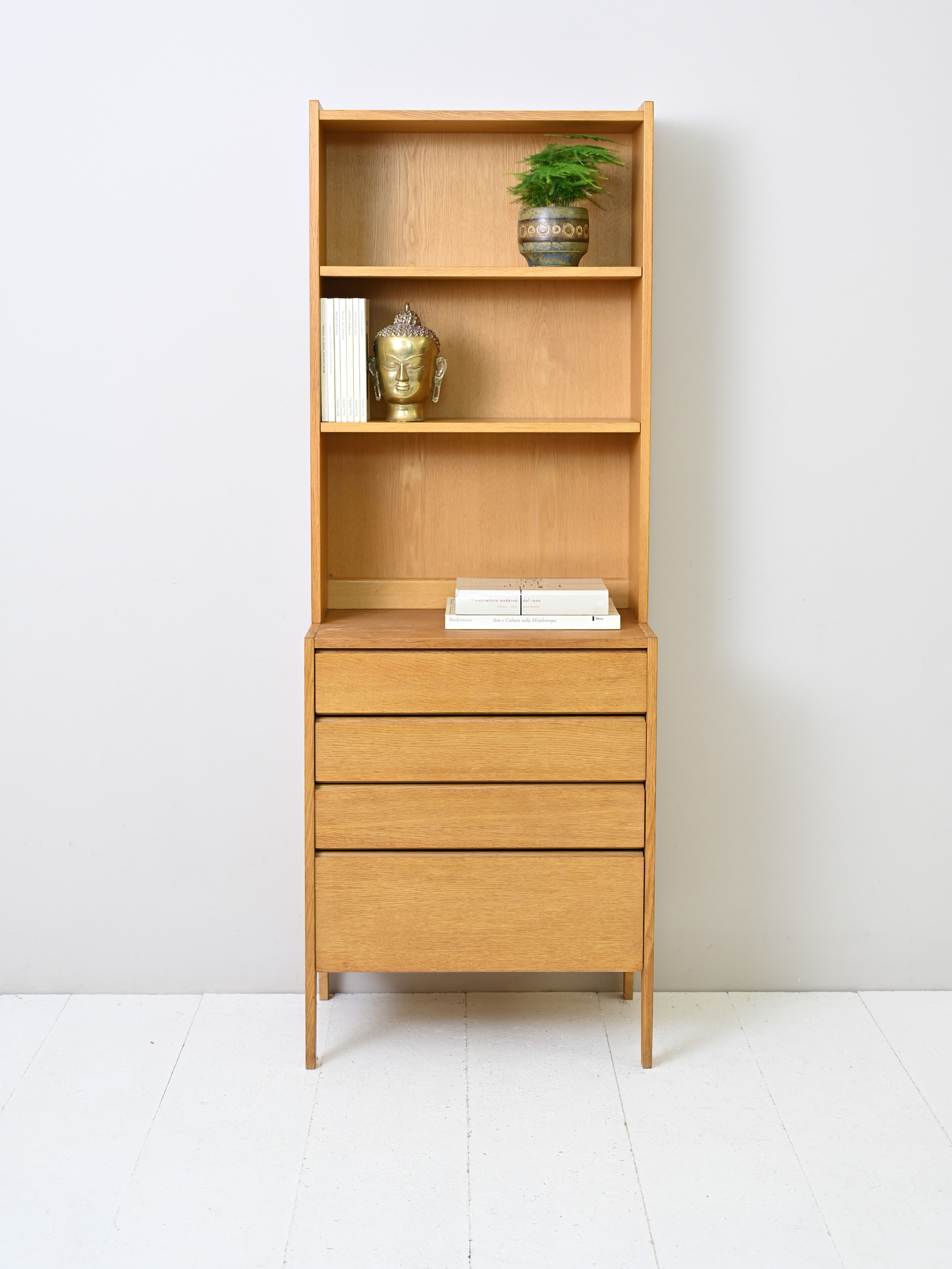 Original 1960s oak bookcase with drawers