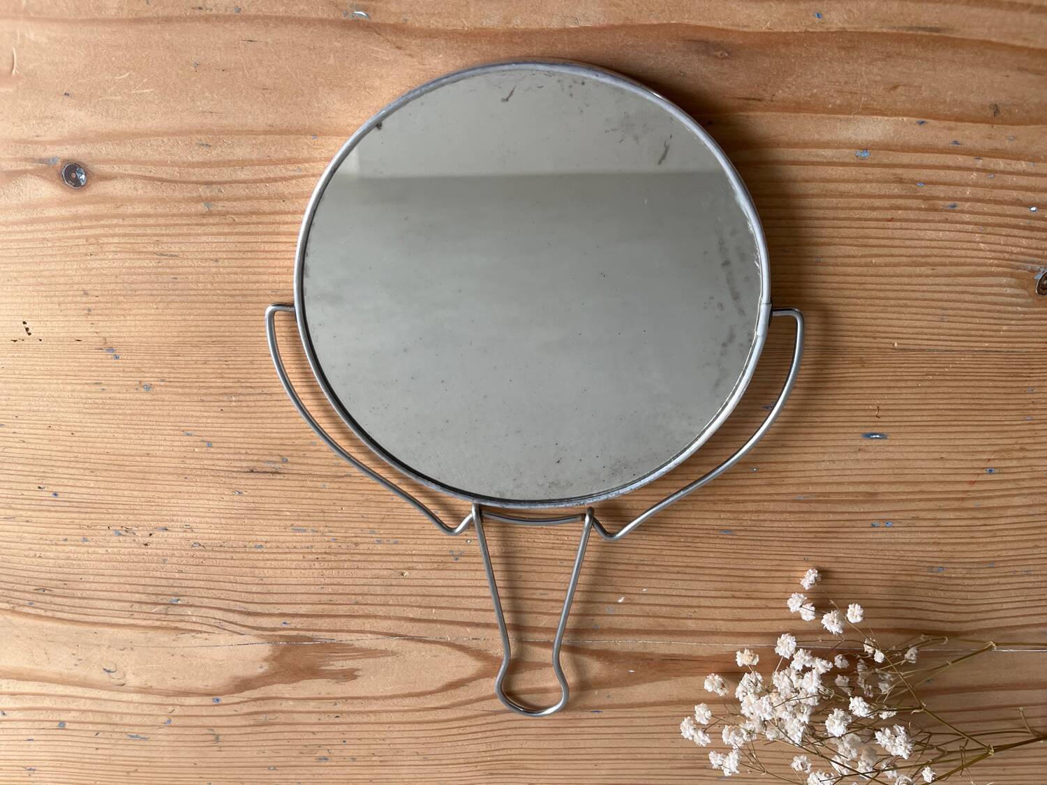 Vintage round barber mirror
