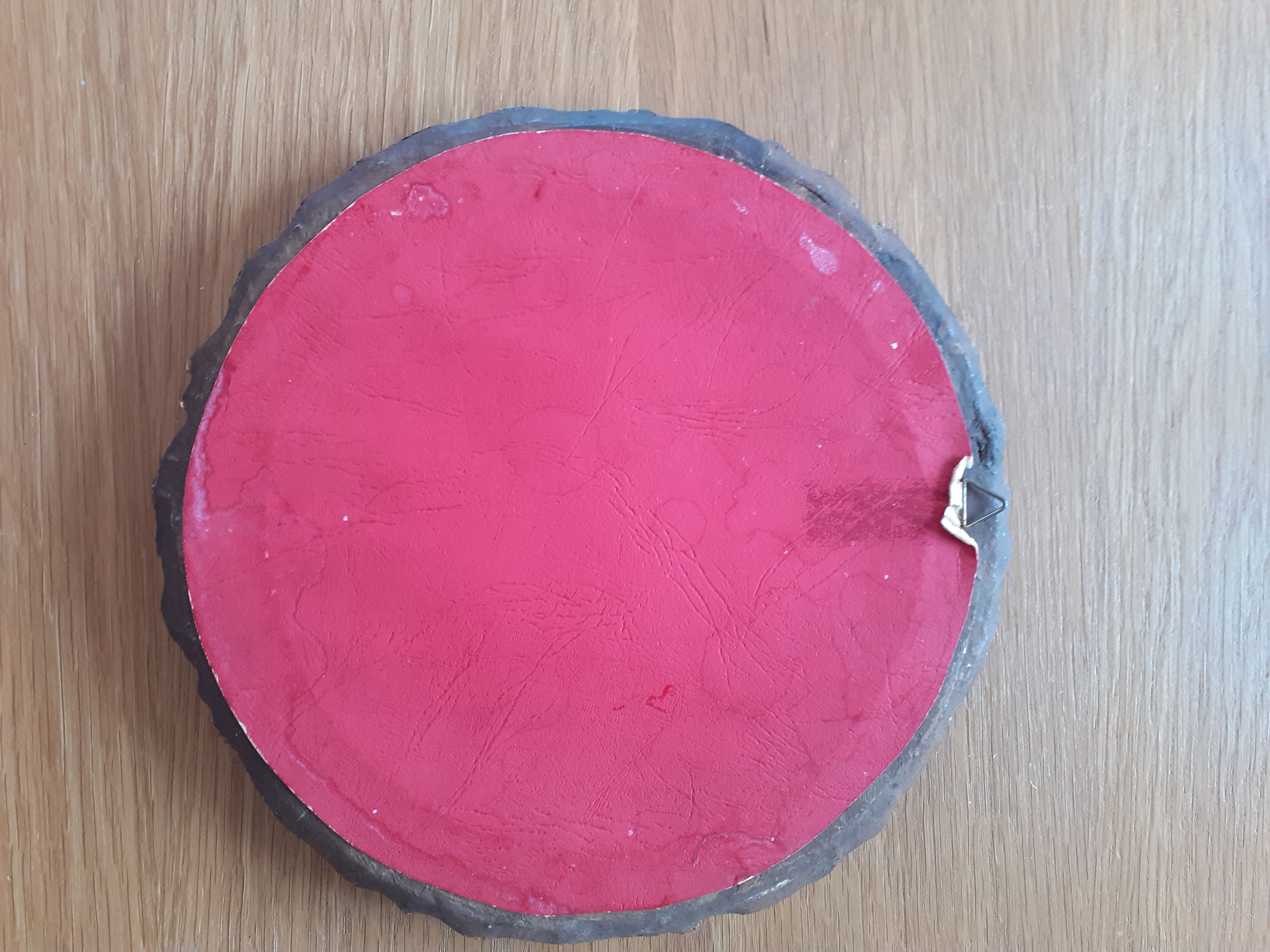 Miroir vintage rond en bois doré 24cm