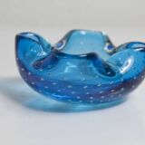 Murano blue bubble ashtray 9 x 9 cm