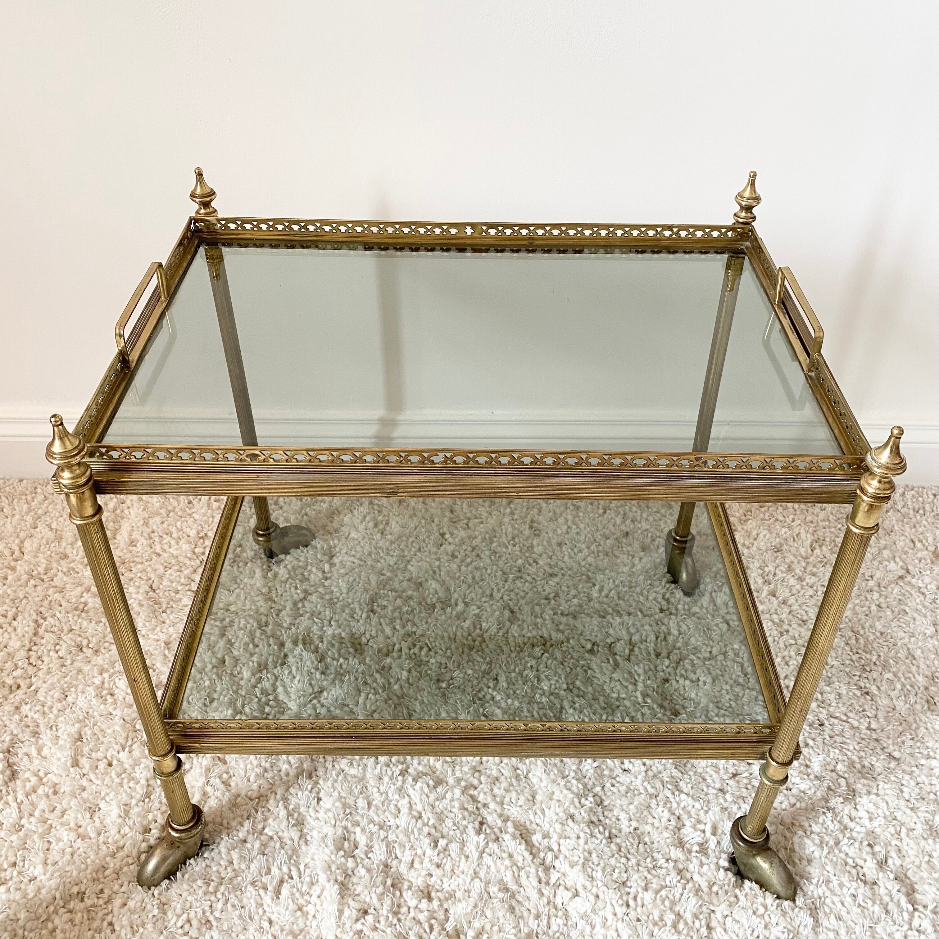 Brass and smoked glass dessert 60s