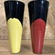 Pair of vases 70s, vintage black, yellow, red, deco pop, space age
