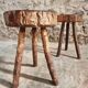 Vintage wooden tripod stools, set of 2, France 1960s